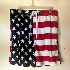 Faded Glory Men's Swim Trunks - Red, White, and Blue